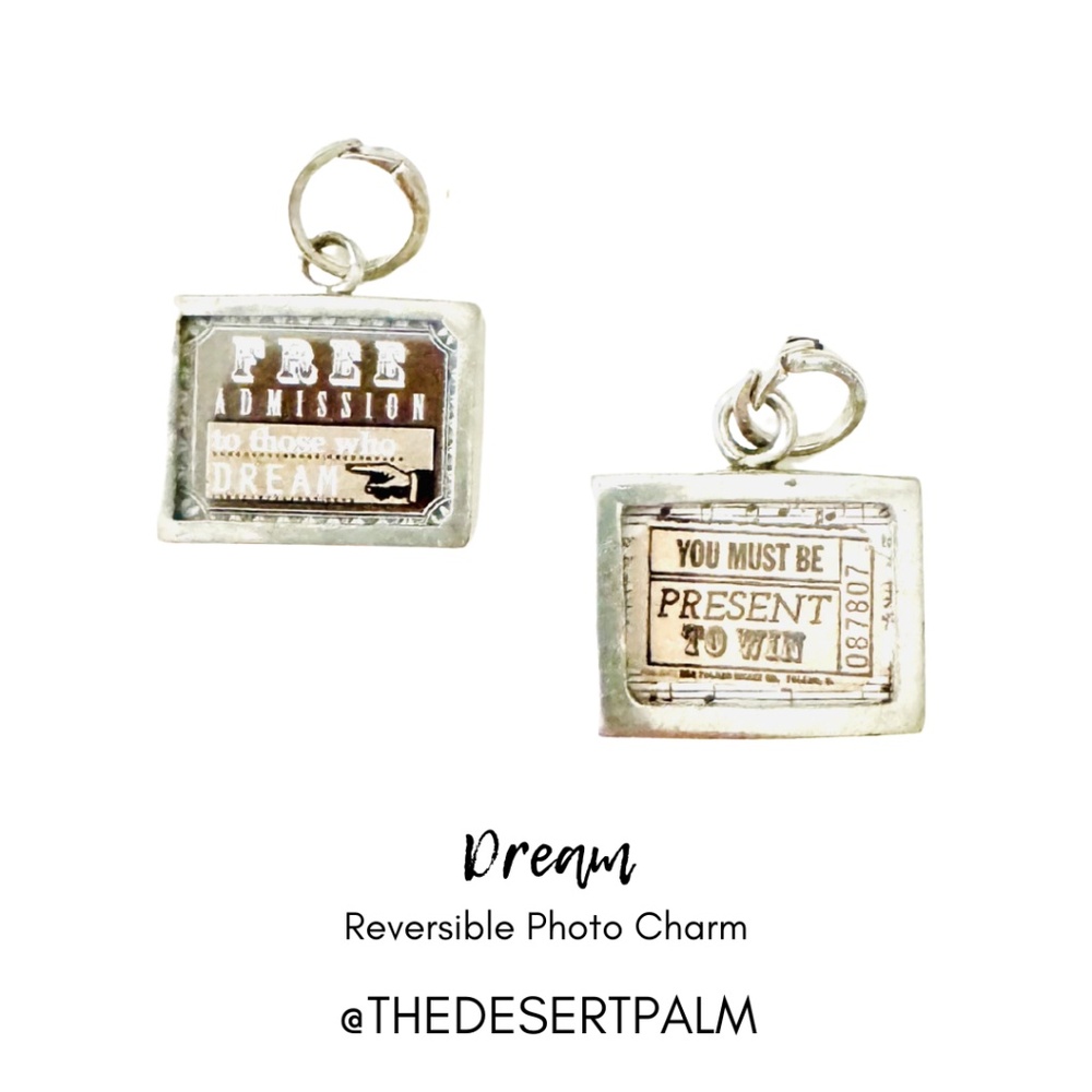 Dream Reversible Photo Charm ✨ | Vintage Ticket Style Double-Sided Inspirational